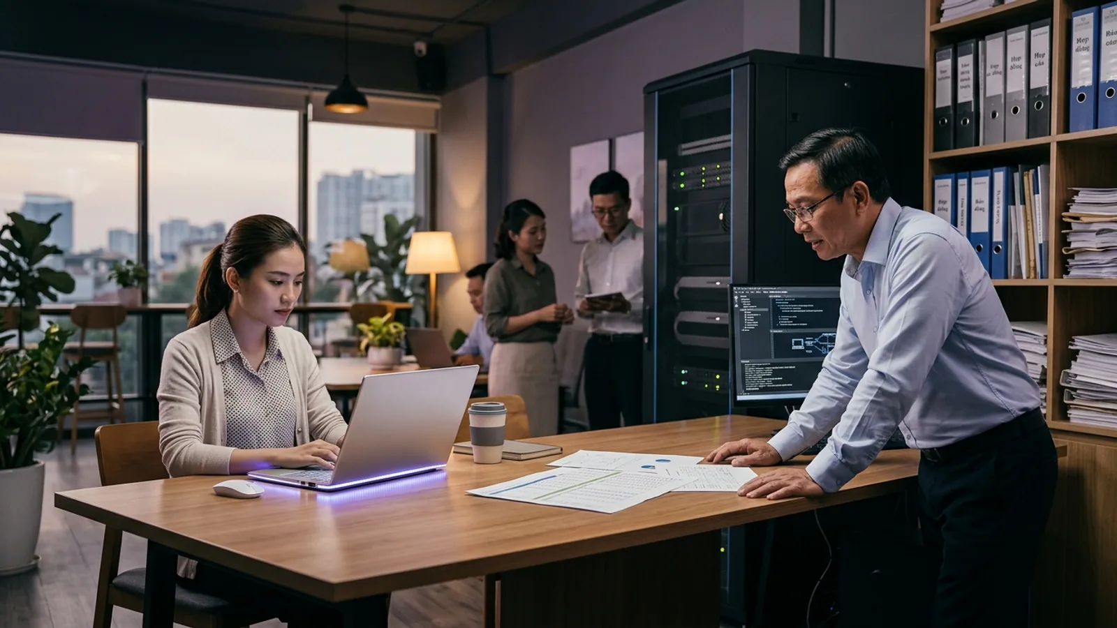 Kế toán làm việc từ xa trên cloud đối chiếu với hệ thống cài đặt tại văn phòng