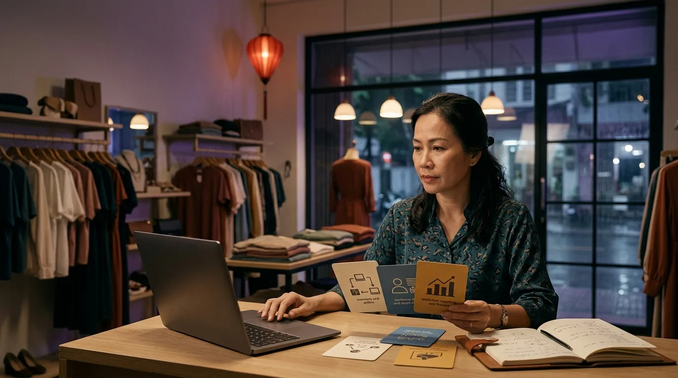 Chủ shop coi lại quy trình bán hàng trước khi chọn phần mềm