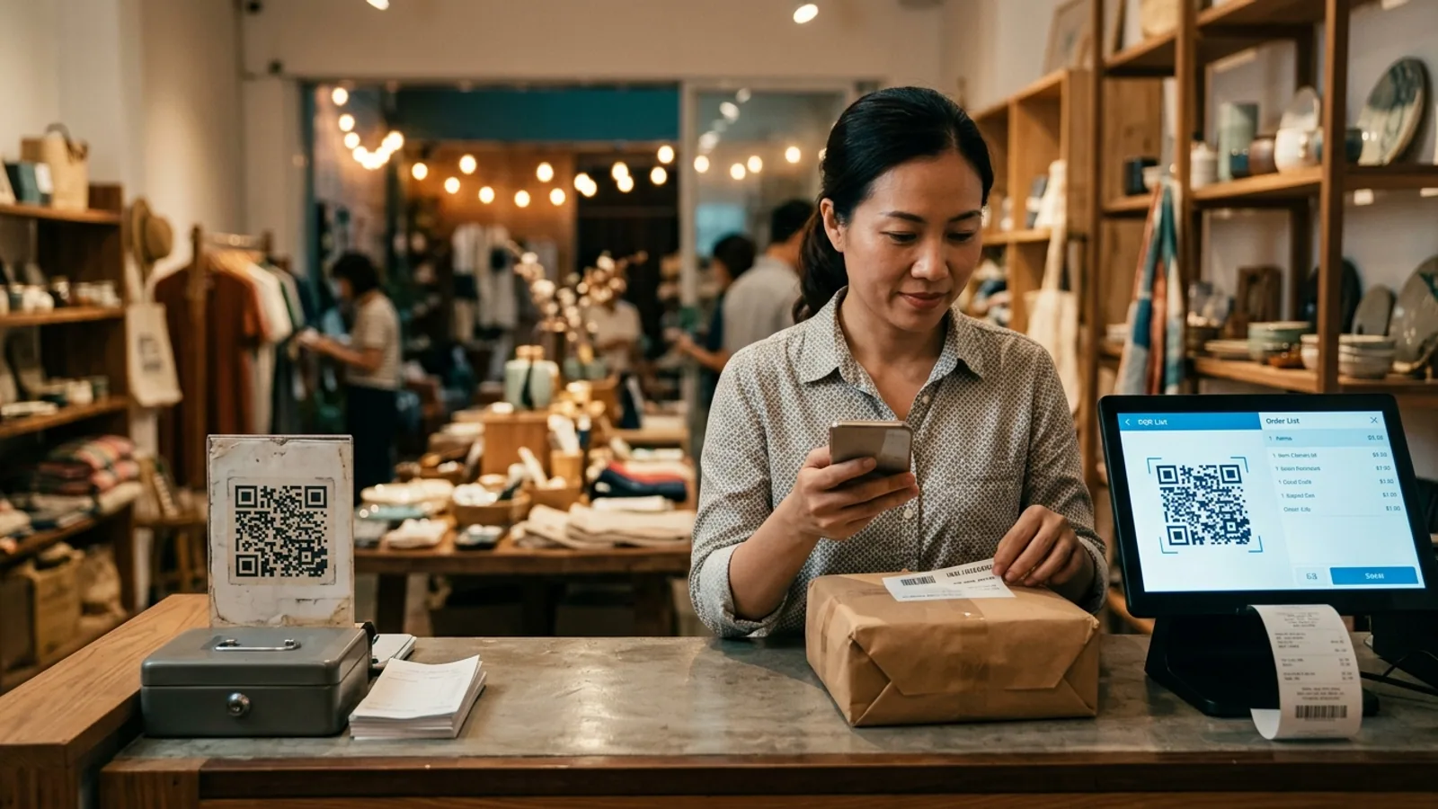 Quầy bán hàng so mã QR cố định với mã QR được tạo riêng theo từng đơn