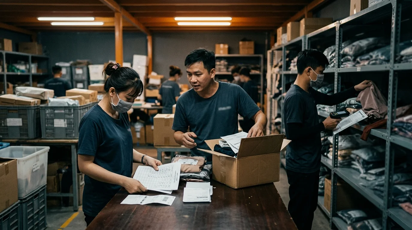 Team fulfillment kiểm kiện hàng hoàn, phiếu giao và đối soát COD